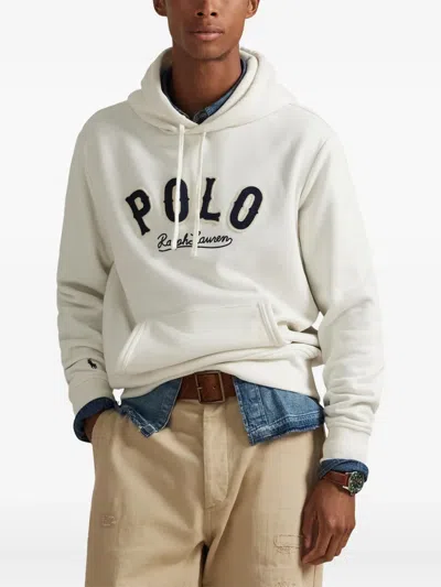 Polo Ralph Lauren Logo Hoodie In Neutral