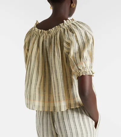 Ulla Johnson Paros Striped Cropped Cotton Top In Neutral