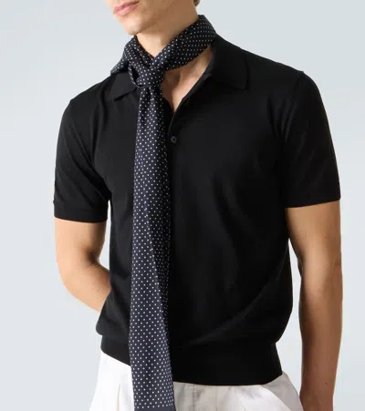 Tom Ford Mens Black Short-sleeve Lyocell-cotton Piquet Polo Shirt In Black