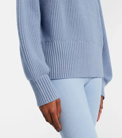 Varley Marcie Ribbed-knit Turtleneck Sweater In Blue