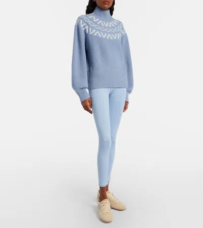 Varley Marcie Ribbed-knit Turtleneck Sweater In Blue