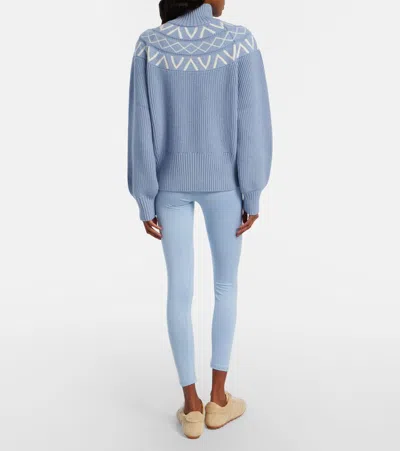 Varley Marcie Ribbed-knit Turtleneck Sweater In Blue