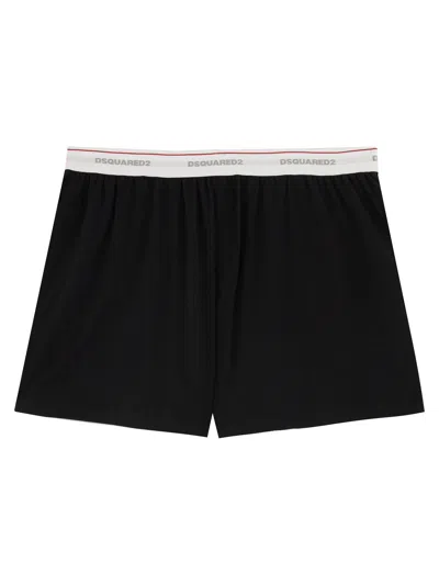 Dsquared2 Elastic Waistband Block Boxer Shorts In Black