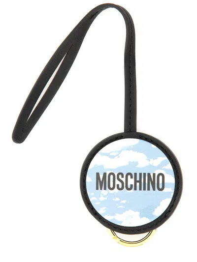 Moschino Couture Multicolour Leather Key Holder In Black