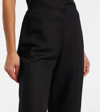 Staud Piha Linen-blend Flared Pants In Black