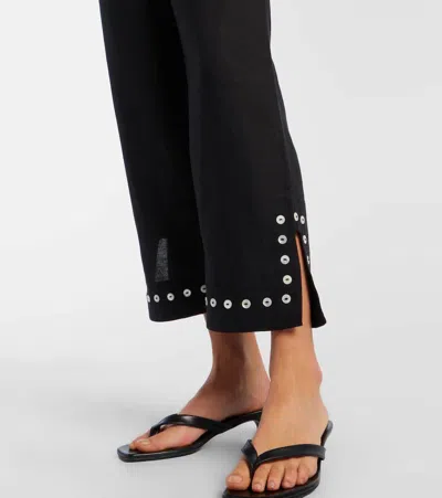 Staud Piha Linen-blend Flared Pants In Black