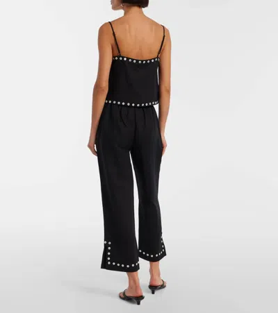 Staud Piha Linen-blend Flared Pants In Black