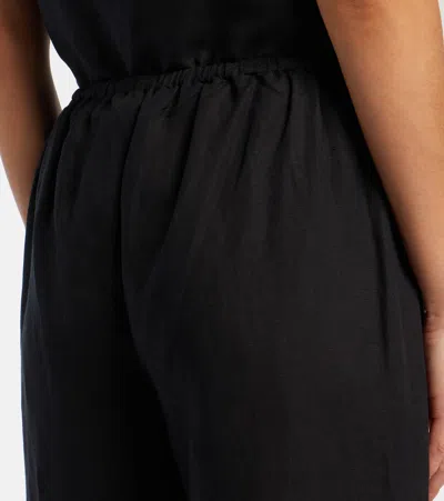 Staud Piha Linen-blend Flared Pants In Black