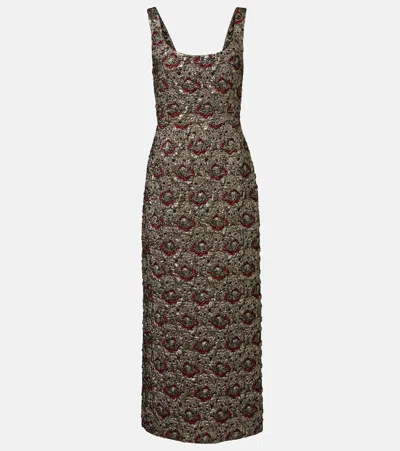 Simkhai Ravenna Gilded Jacquard Midi Dress In Ruby Multi In Multi