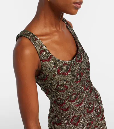 Simkhai Ravenna Gilded Jacquard Midi Dress In Ruby Multi In Multi