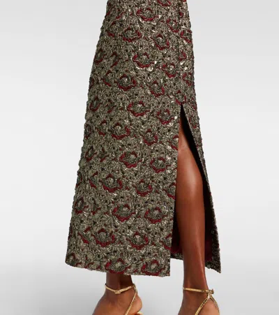 Simkhai Ravenna Gilded Jacquard Midi Dress In Ruby Multi In Multi