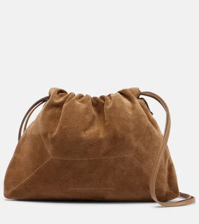 Brunello Cucinelli Suede Crossbody Bag In Brown