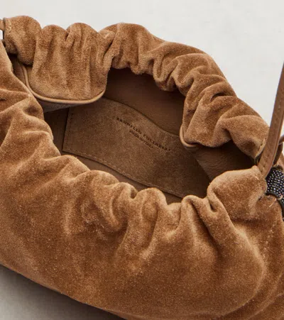 Brunello Cucinelli Suede Crossbody Bag In Brown