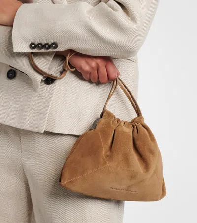 Brunello Cucinelli Suede Crossbody Bag In Brown