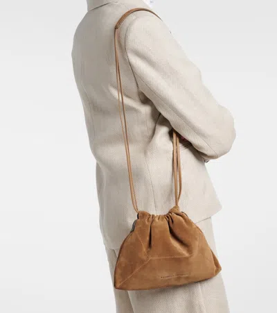 Brunello Cucinelli Suede Crossbody Bag In Brown