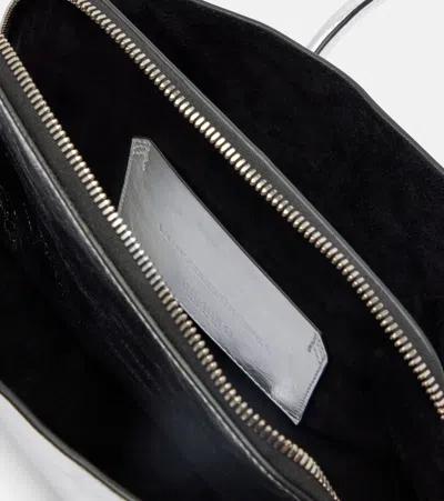 Attico La Passeggiata Small Leather Tote Bag In Silver