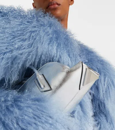 Attico La Passeggiata Small Leather Tote Bag In Silver