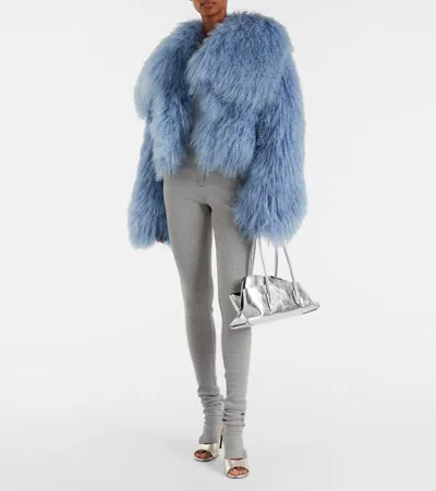 Attico La Passeggiata Small Leather Tote Bag In Silver