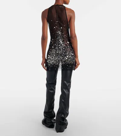 Attico Sequined Sheer Minidress In Black