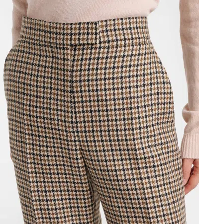 Valentino Houndstooth Cropped Virgin Wool Flared Pants In Multi