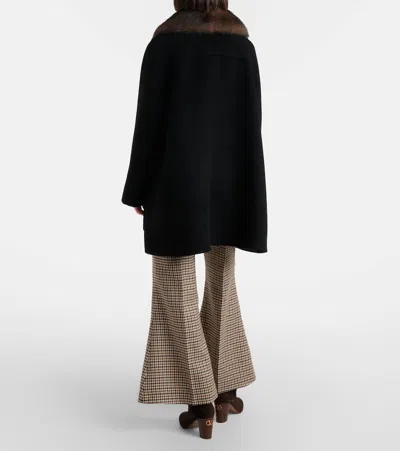 Valentino Houndstooth Cropped Virgin Wool Flared Pants In Multi