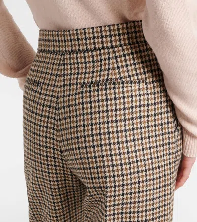 Valentino Houndstooth Cropped Virgin Wool Flared Pants In Multi