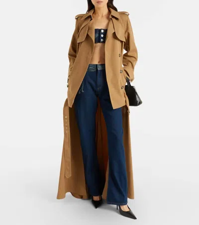 Jean Paul Gaultier Window Trench Coat In Brown