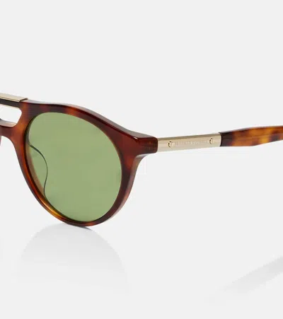 Brunello Cucinelli Sartorial Sunset Round Sunglasses In Brown