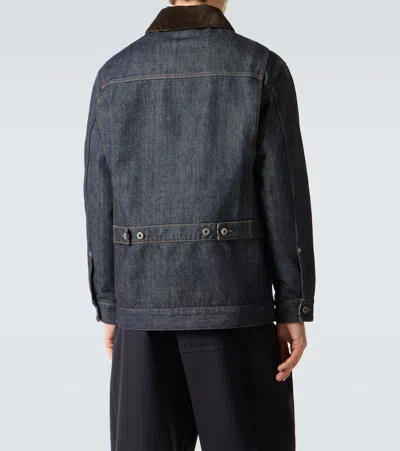 Loewe Corduroy-trimmed Denim Jacket In Blue