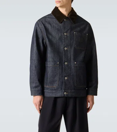 Loewe Corduroy-trimmed Denim Jacket In Blue