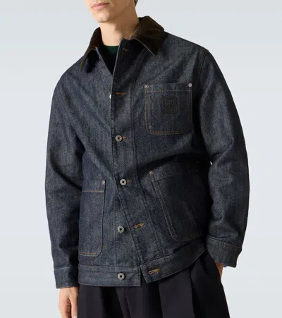 Loewe Corduroy-trimmed Denim Jacket In Blue