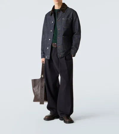 Loewe Corduroy-trimmed Denim Jacket In Blue
