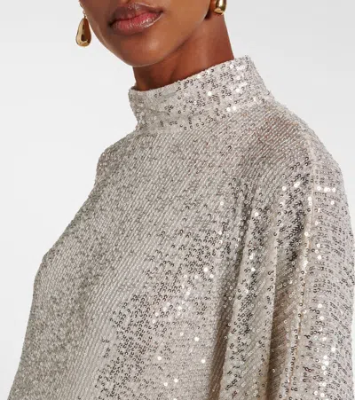 Taller Marmo Casta Diva Disco Feather-trimmed Gown In Neutral