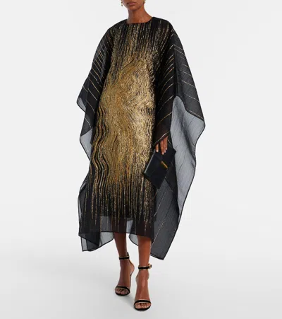 Taller Marmo Venice Silk-blend Fil Coupé Kaftan In Black
