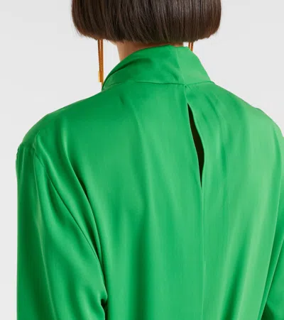 Tom Ford Embellished Belted Pleated Silk-georgette Midi Dress In Green