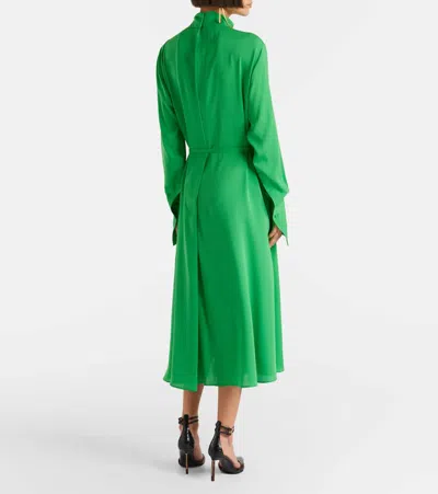 Tom Ford Embellished Belted Pleated Silk-georgette Midi Dress In Green