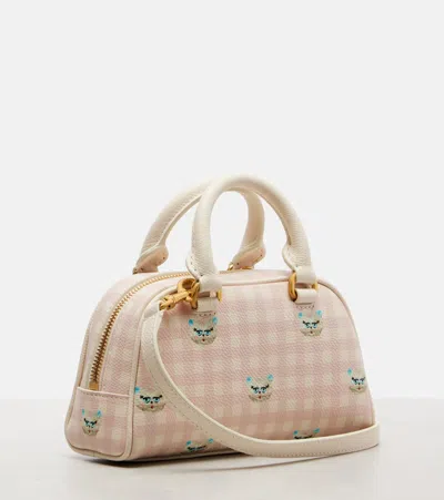 Valentino Gingham Leather Tote Bag In Multi