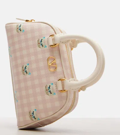 Valentino Gingham Leather Tote Bag In Multi