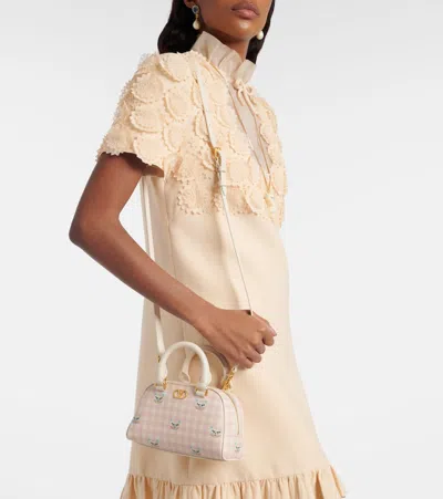 Valentino Gingham Leather Tote Bag In Multi