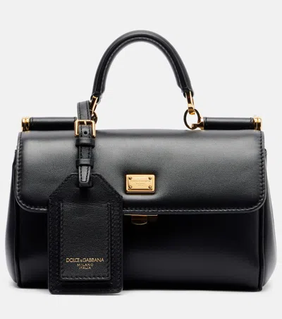 Dolce & Gabbana My Sicily Small Leather Tote Bag In Black