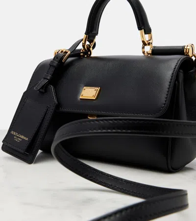 Dolce & Gabbana My Sicily Small Leather Tote Bag In Black