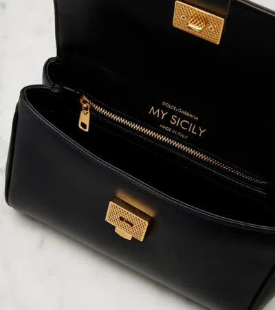Dolce & Gabbana My Sicily Small Leather Tote Bag In Black