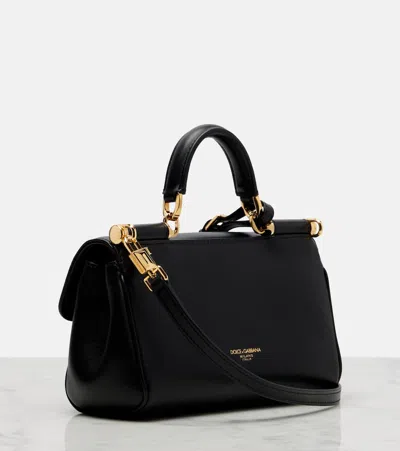 Dolce & Gabbana My Sicily Small Leather Tote Bag In Black