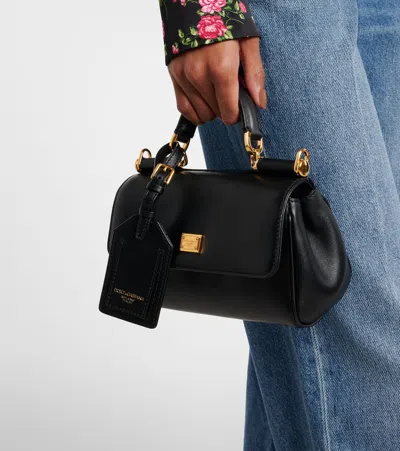 Dolce & Gabbana My Sicily Small Leather Tote Bag In Black
