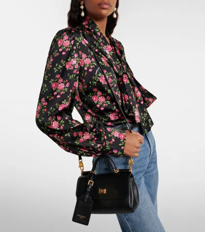 Dolce & Gabbana My Sicily Small Leather Tote Bag In Black