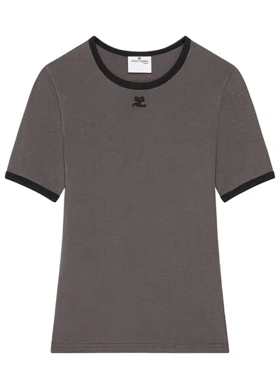 Courrèges Courreges Women T-shirt With Contrasting Cotton Profiles In Multi