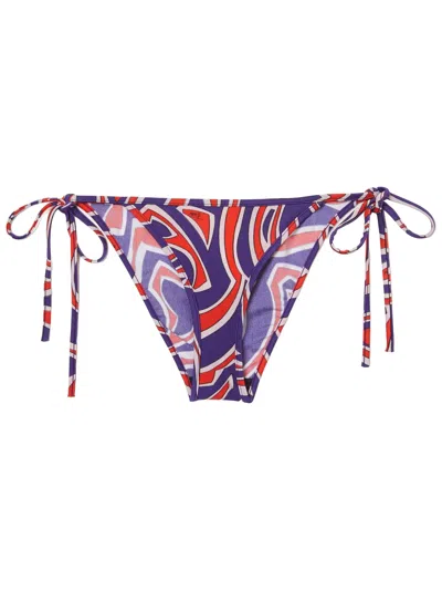 Pucci Printed Side-tie Bikini Bottoms In Multi