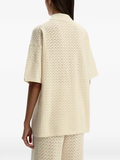 12 Storeez Cotton Knit Polo Top In Neutral