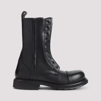 Balenciaga Black Truck Leather Boots In Black