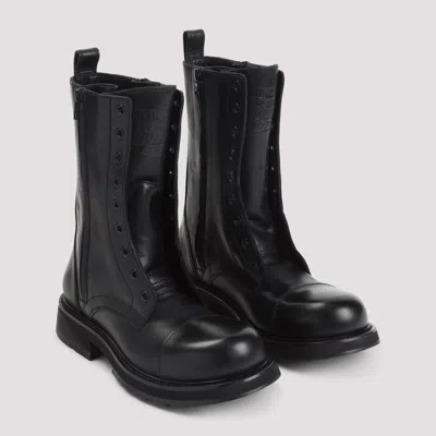 Balenciaga Black Truck Leather Boots In Black